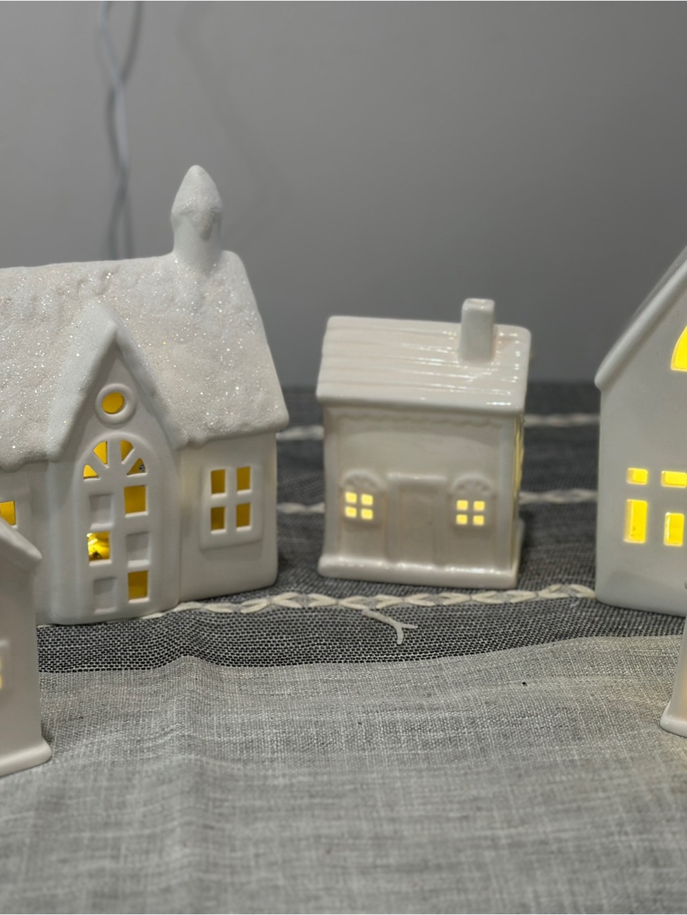 White Ceramic Light-Up House Decorative Accent